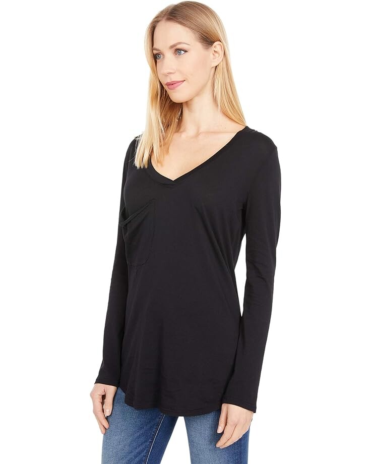 

Футболка bobi Los Angeles Lightweight Jersey Long Sleeve Pocket Tee, черный