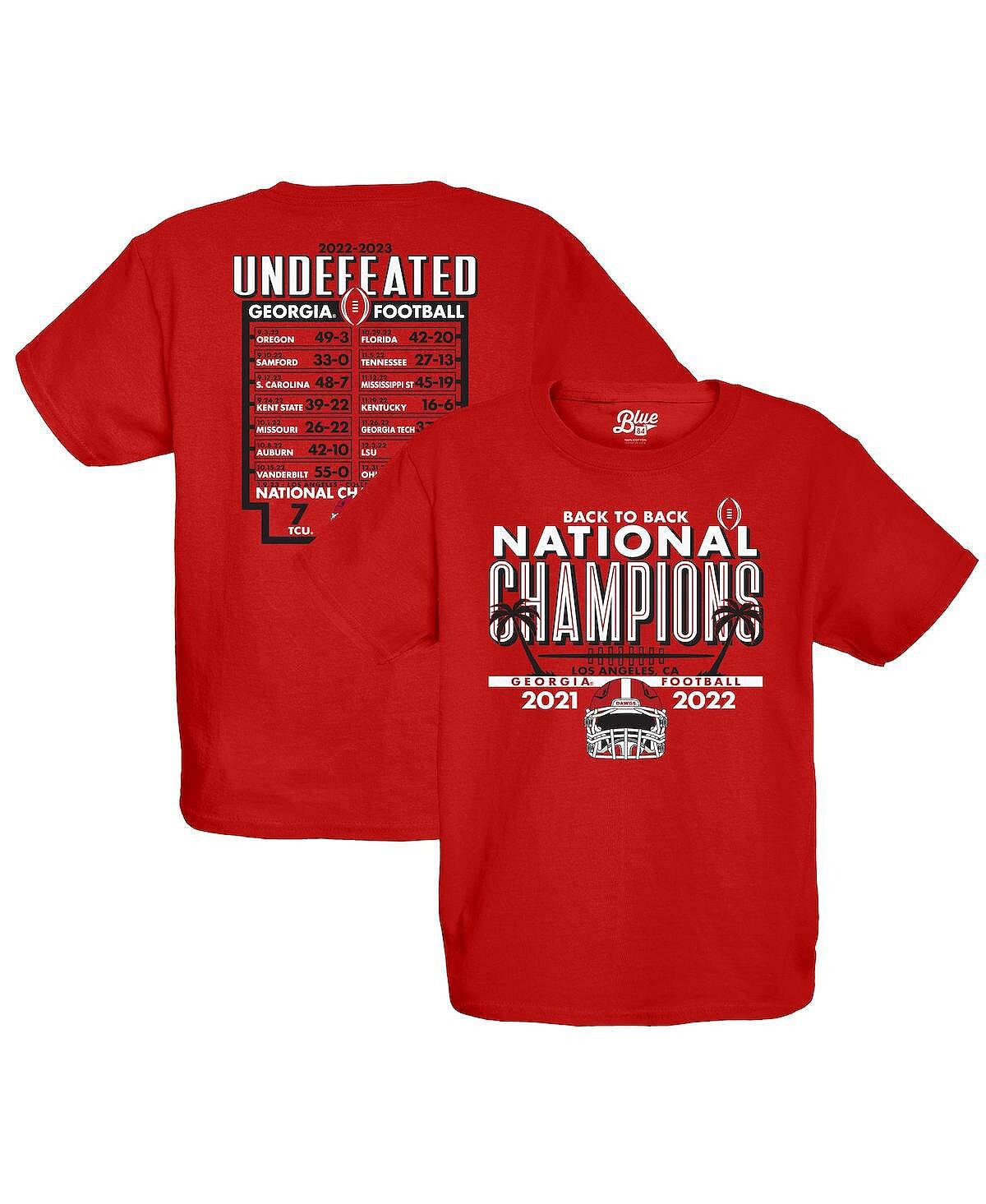 

Футболка с графиком плей-офф национальных чемпионов Big Boys Red Georgia Bulldogs College Football Playoff 2022 Blue 84