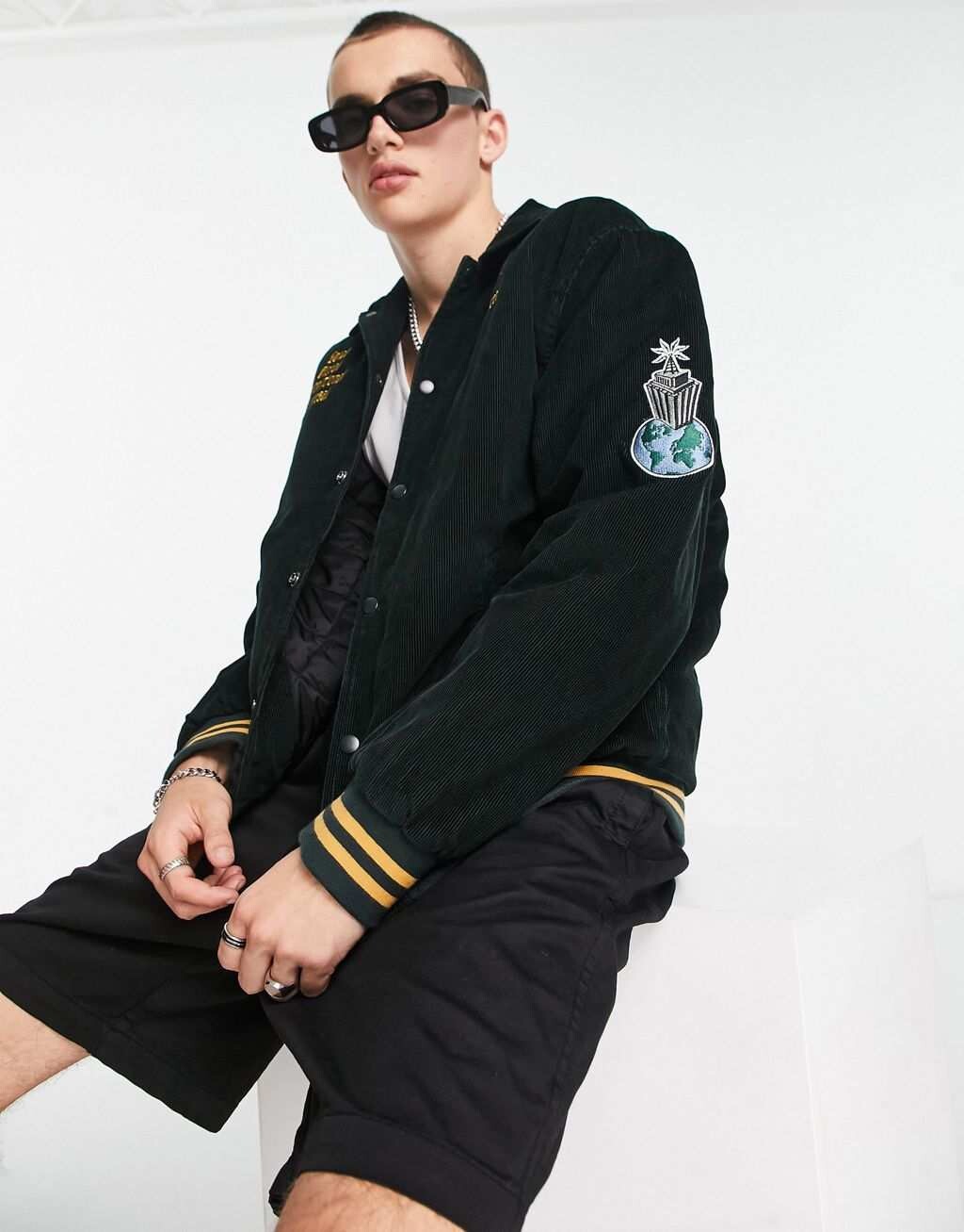 

Зеленая вельветовая куртка Carhartt WIP Letterman, Зеленый