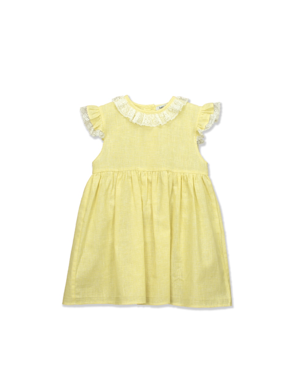 цена Платье для девочки из мягкой клетчатой ​​ткани BABIDÚ, желтый