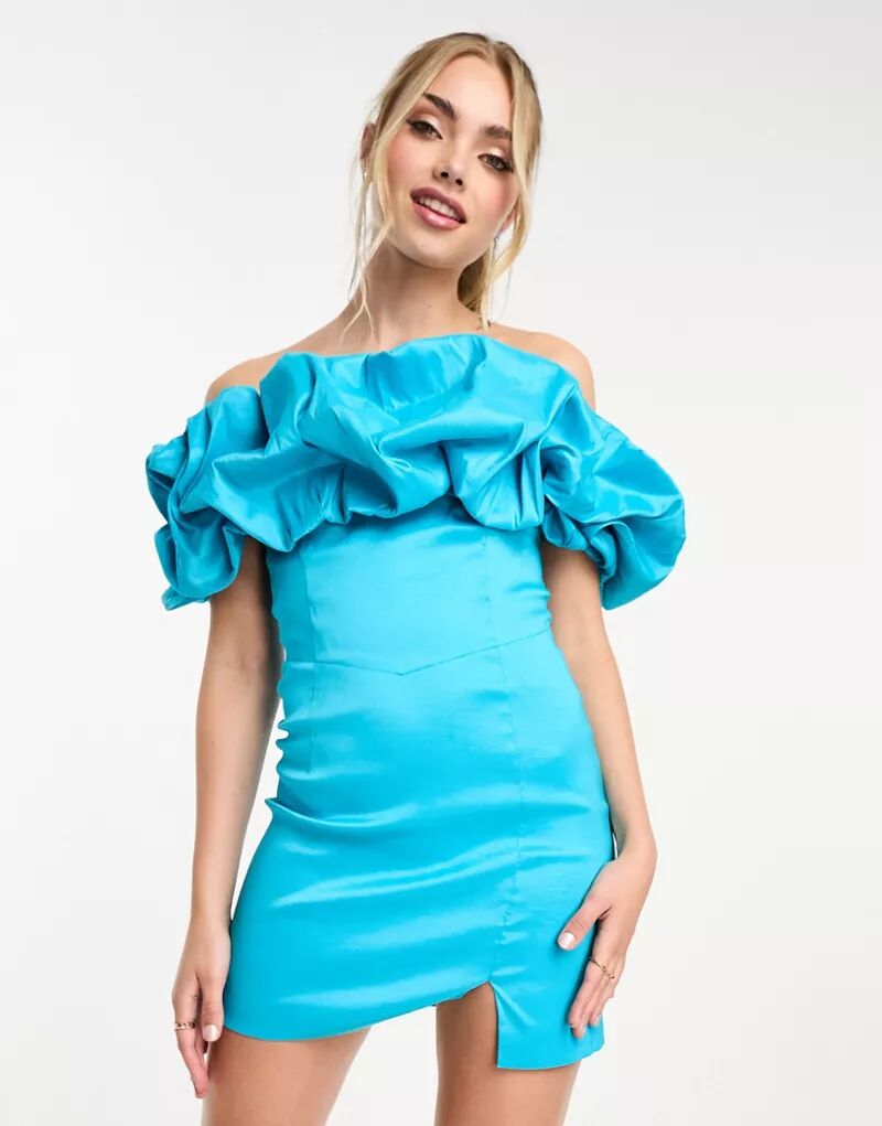 Синее платье-бандо из тафты The Frolic с пышными формами