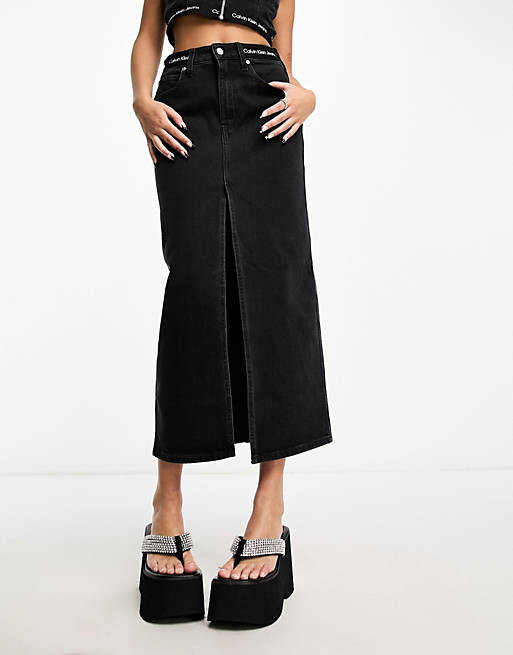 

Черная комбинированная юбка макси Calvin Klein Jeans