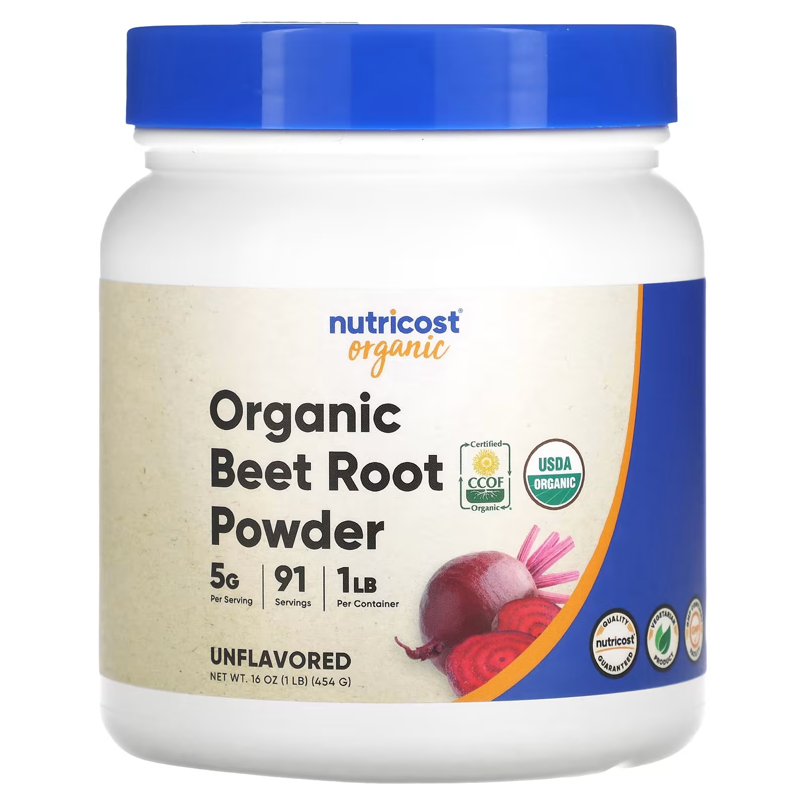 Пищевая добавка Nutricost Organic Beet Root Powder Unflavored, 454 г nutricost органический порошок водорослей без вкуса 1 фунт 454 г