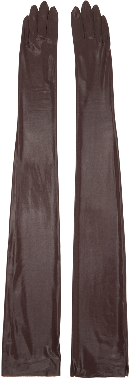 

Коричневые блестящие перчатки Dries Van Noten