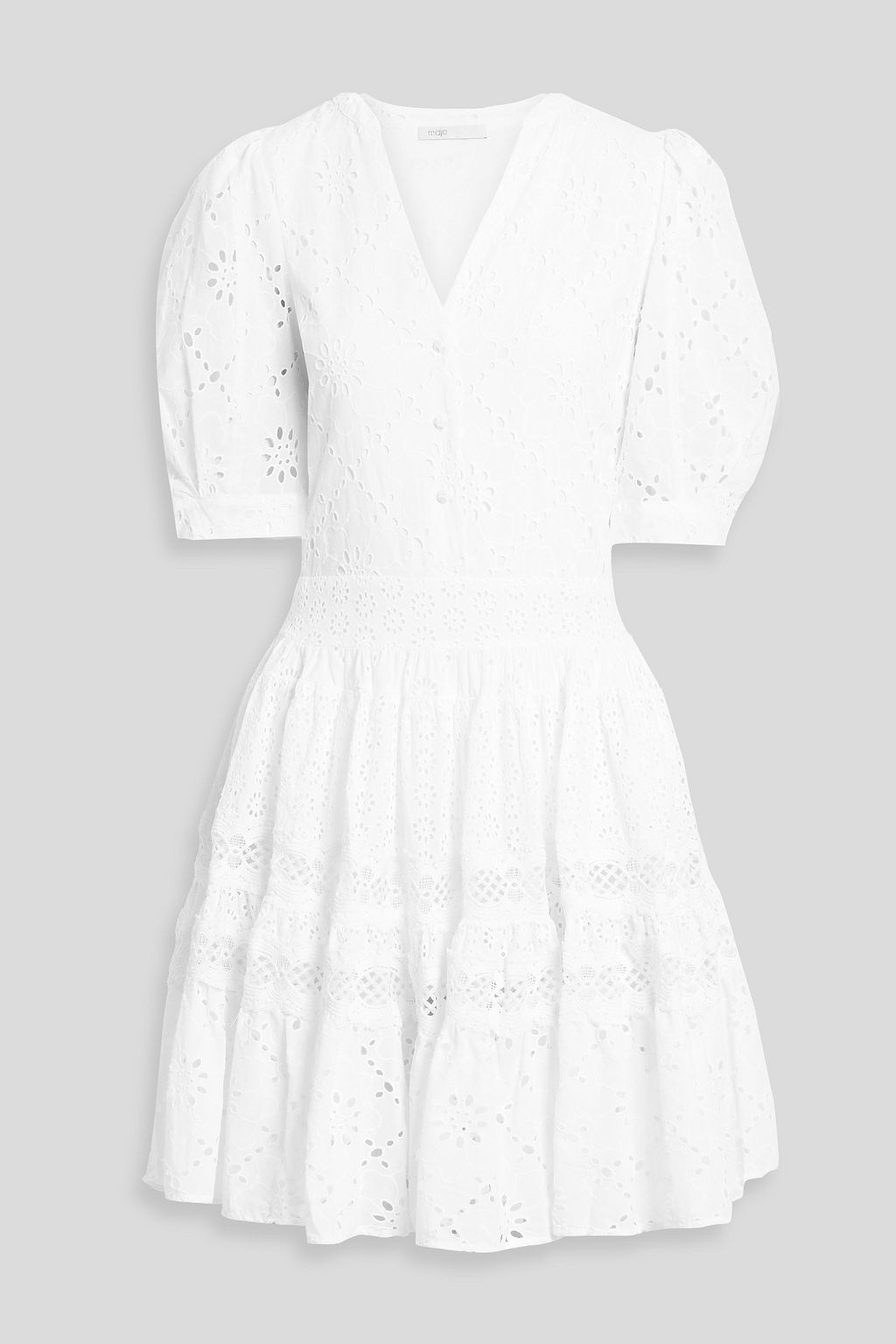 

Платье мини из хлопка Broderie anglaise MAJE, белый