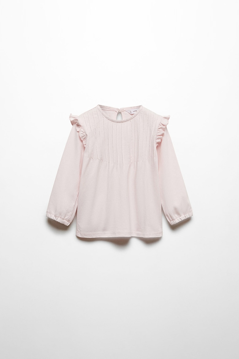 Хлопковая блузка со складками Mango, розовый