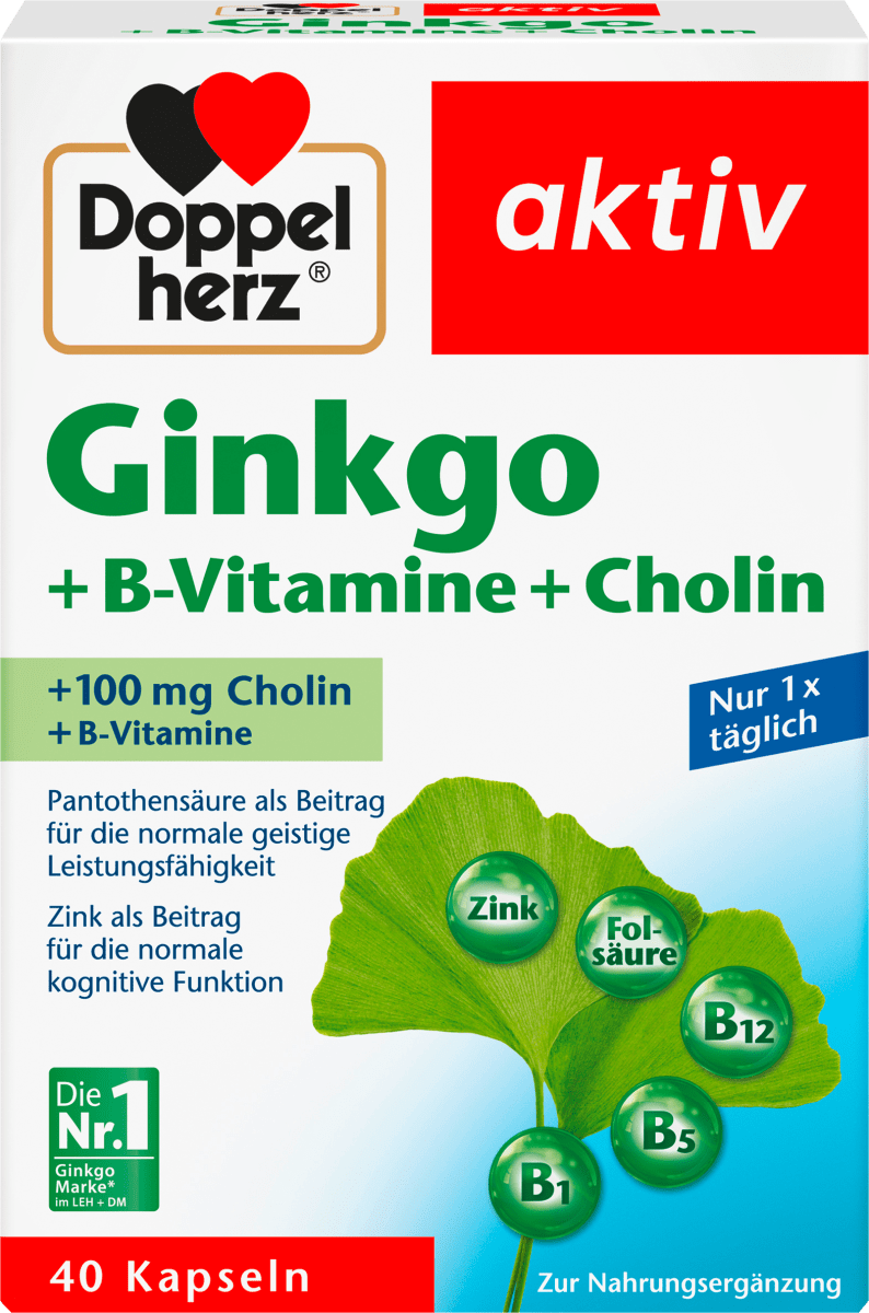 цена Гинкго + витамины группы В + холин капсулы 40 штук по 22,4 г Doppelherz