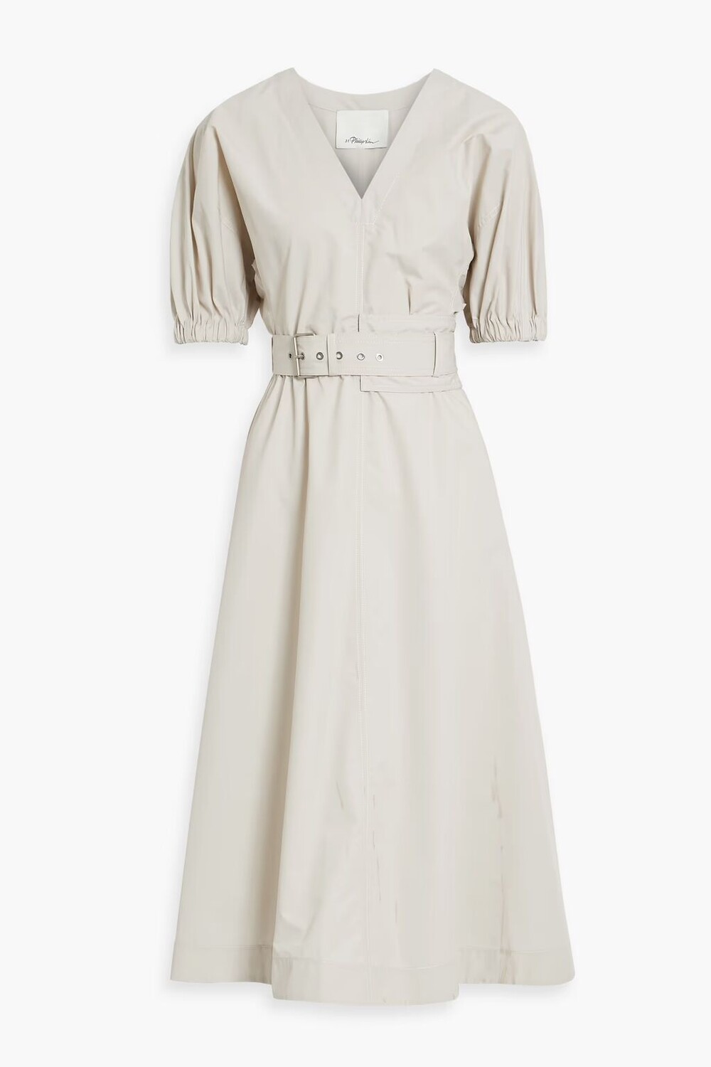 

Платье миди из поплина с поясом 3.1 Phillip Lim, экрю