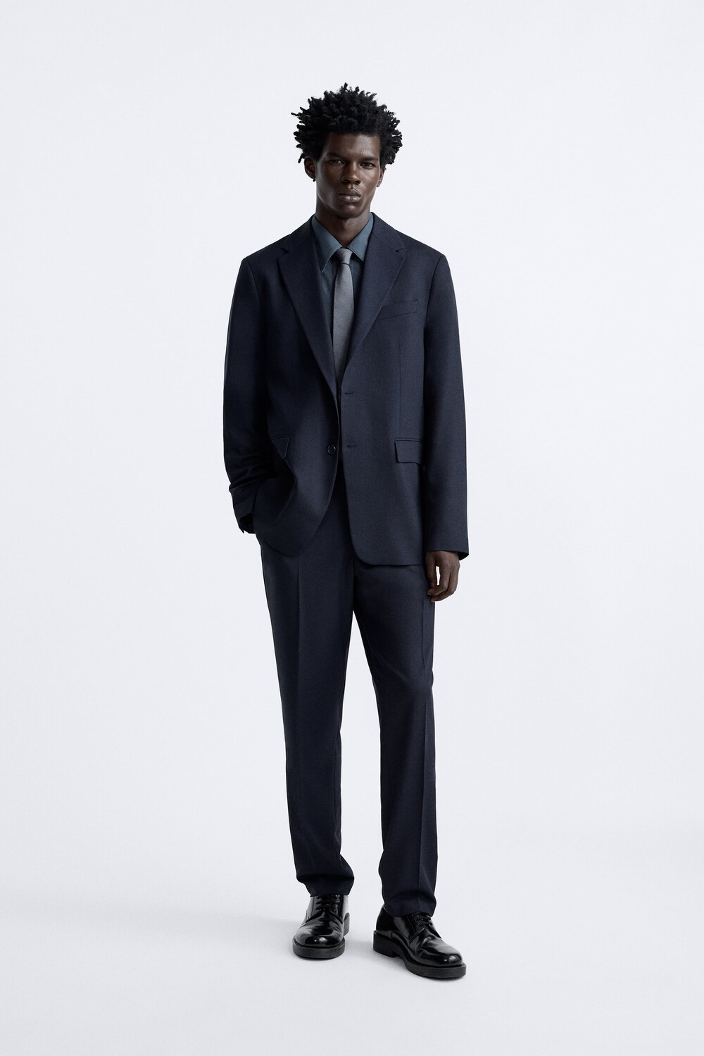 

Куртка из текстурированного костюма Zara, темно-синий