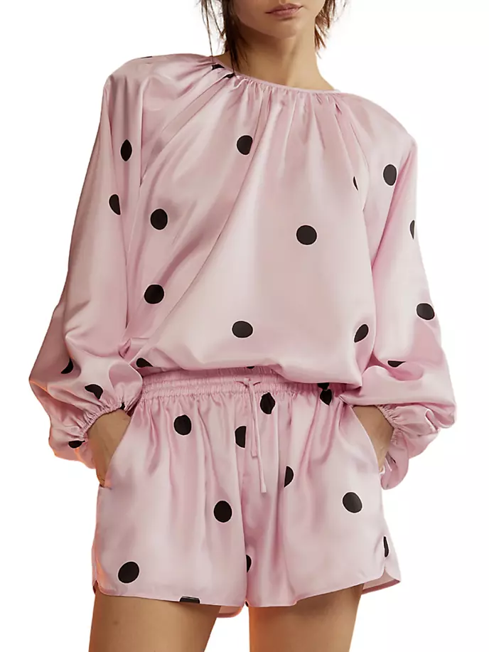 

Шелковая блузка в горошек Alice Cynthia Rowley, черный