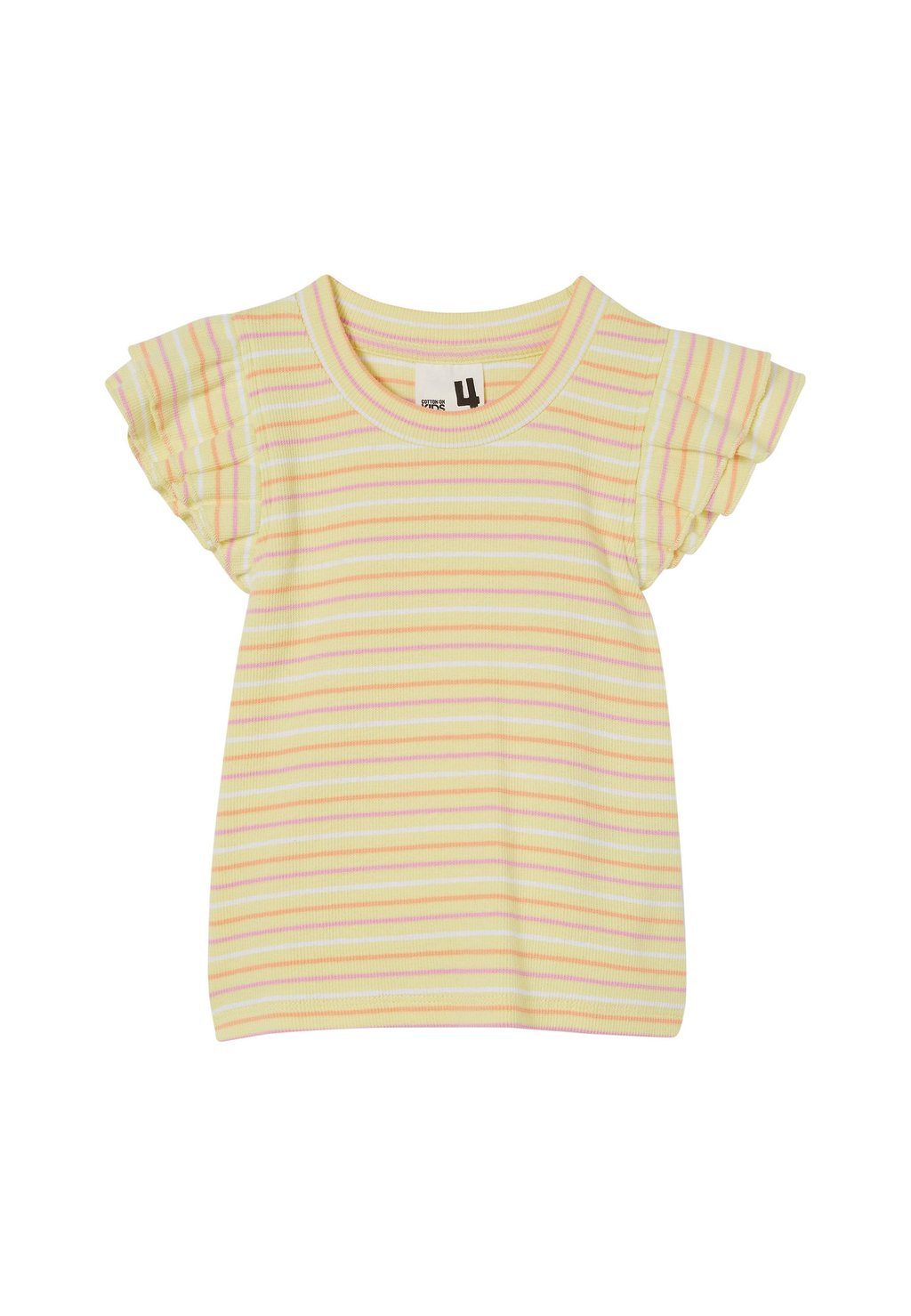 Футболка с принтом Rae Ruffle Short Sleeve Cotton On, цвет rainbow stripe ночная рубашка oysho stretch cotton stripe пыльно розовый