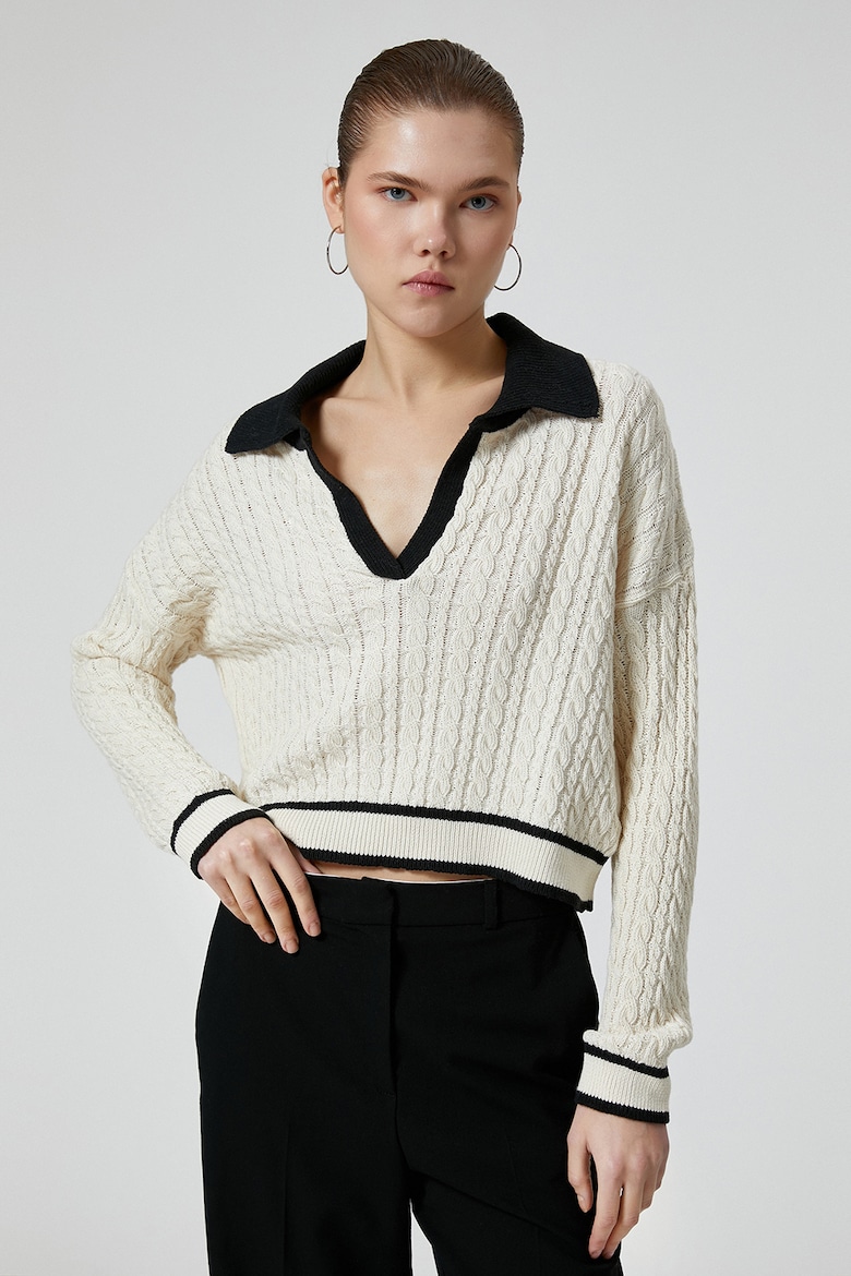 Короткий свитер с узором «восьмерка» Koton, черный короткий свитер с узором восьмерка koton бежевый