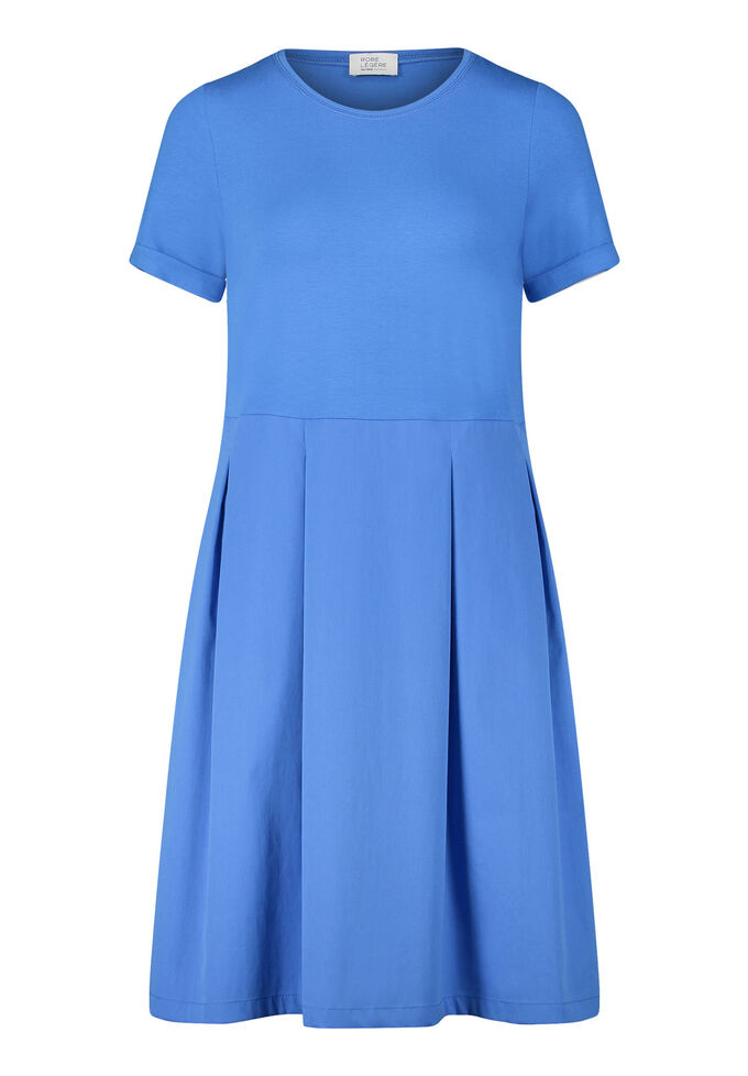 Летнее платье со складками-коробками Vera Mont, синий летнее платье vera mont синий