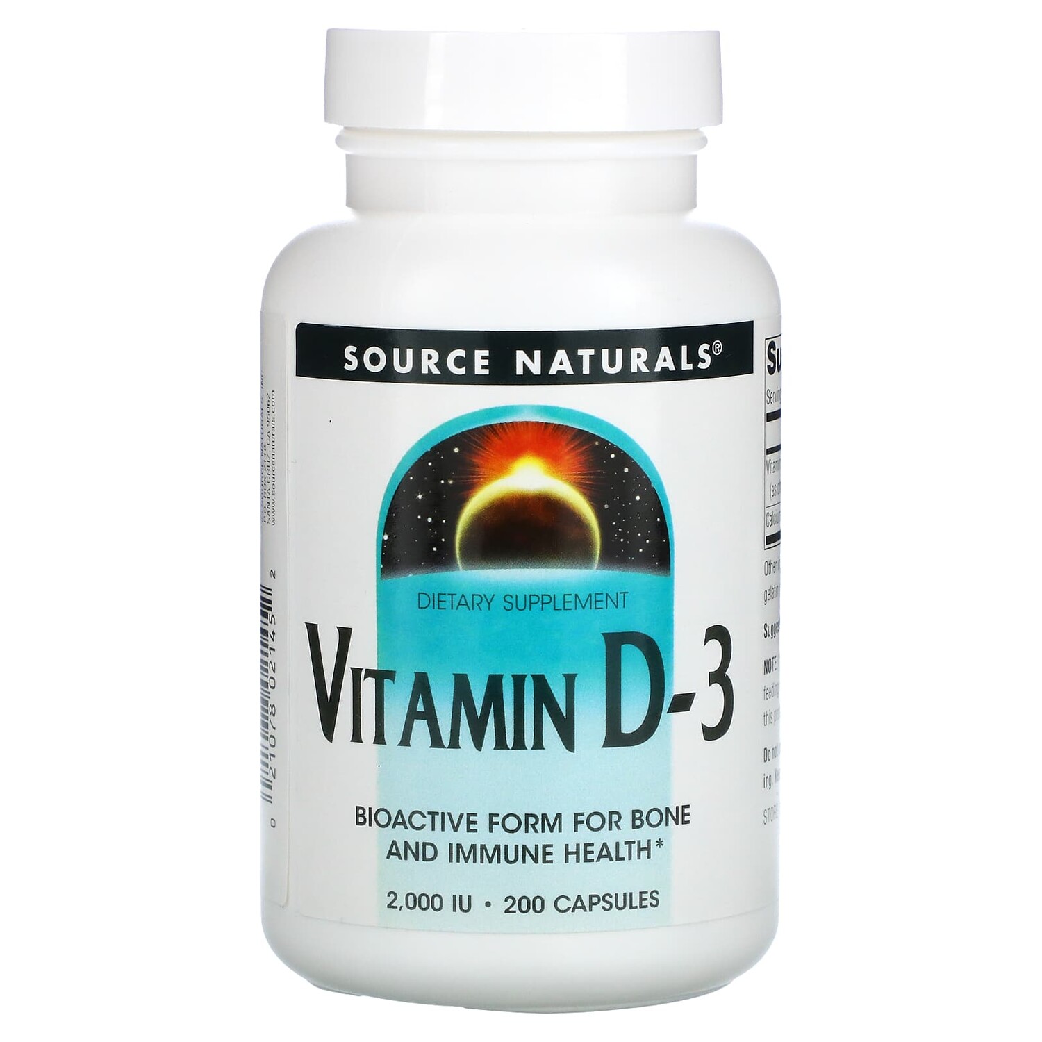 

Витамин D3, 2000 МЕ, 200 мягких таблеток, Source Naturals