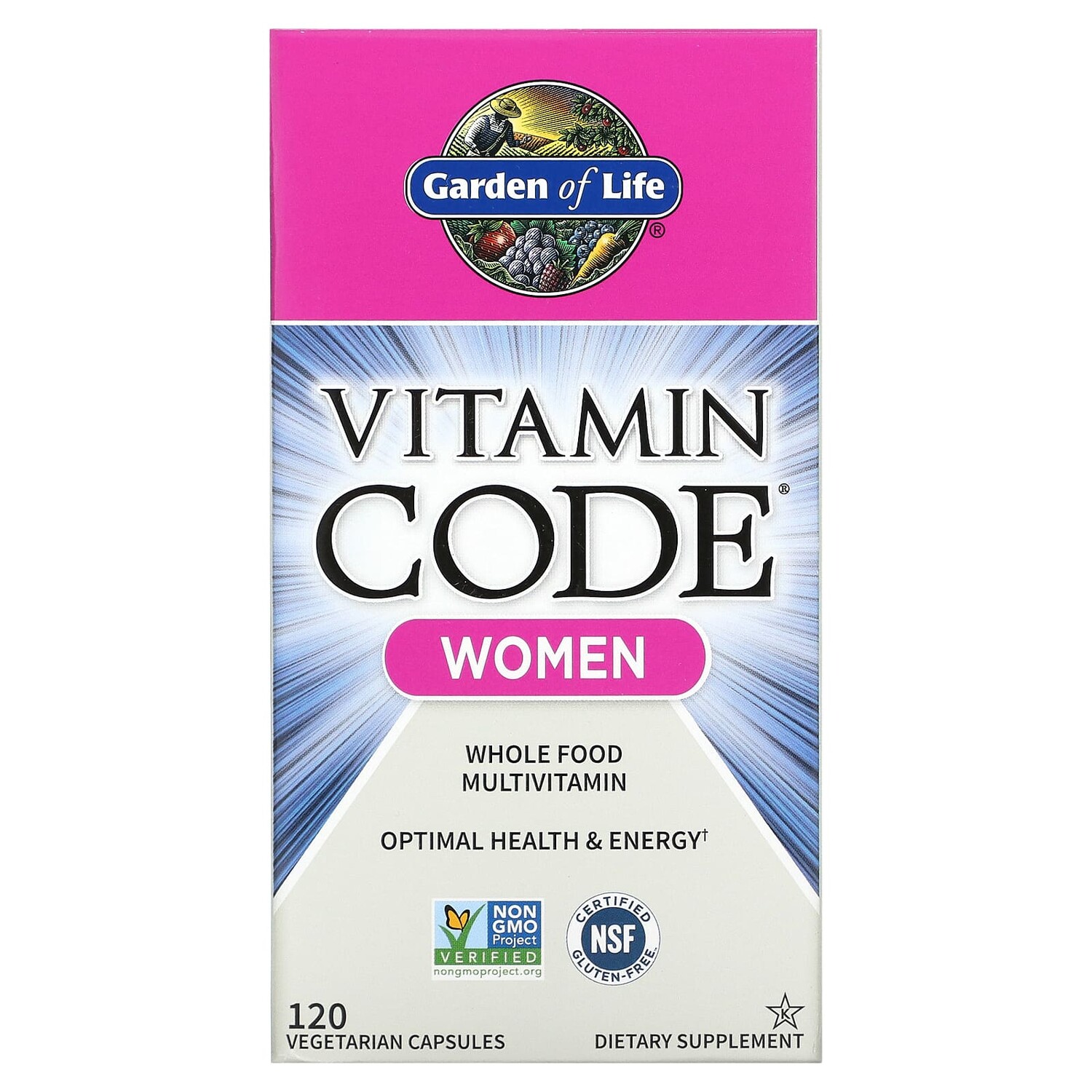 

Vitamin Code, мультивитамины из цельных продуктов для женщин, 120 вегетарианских капсул, Garden of Life