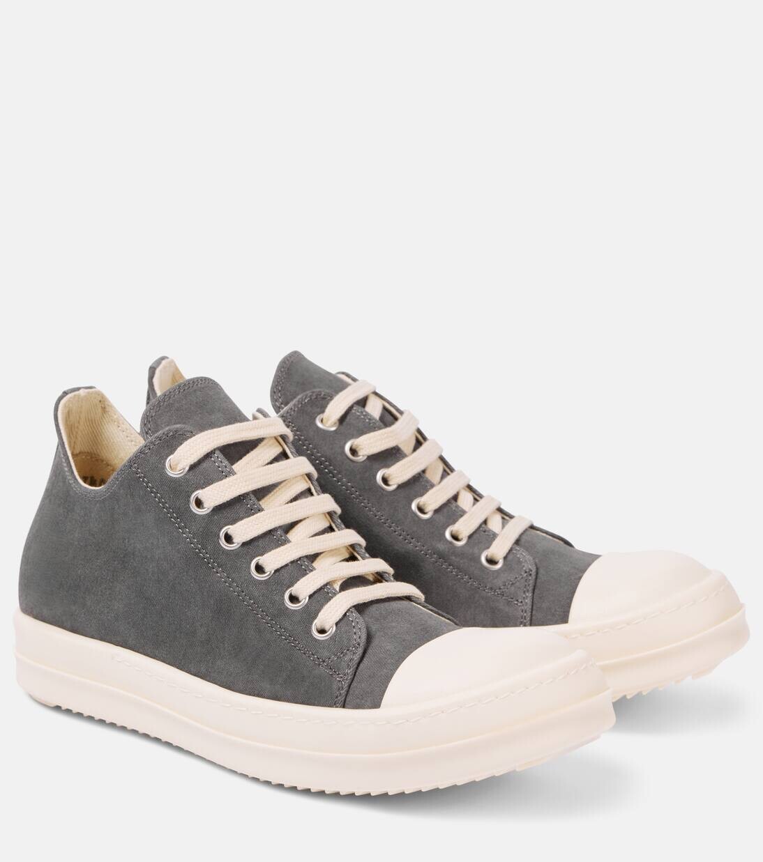 

Низкие кеды из денима Rick Owens, цвет stone/milk/milk