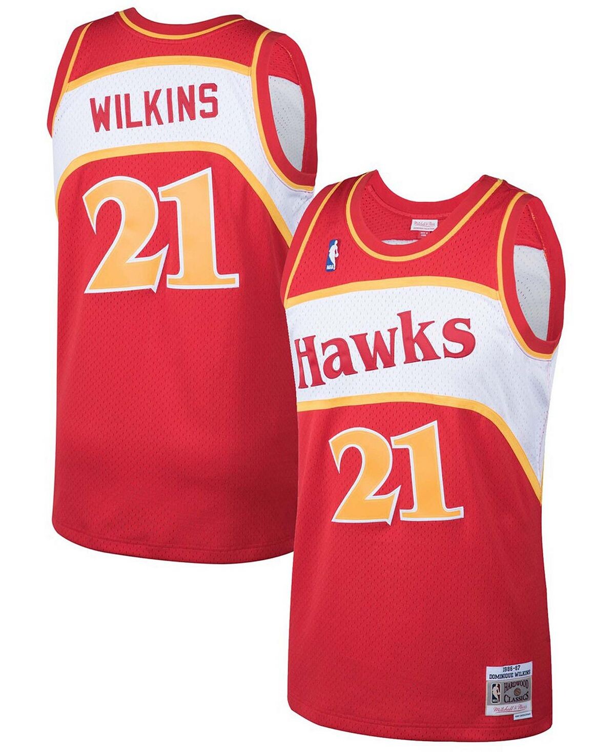 

Мужская красная майка Dominique Wilkins Atlanta Hawks 1986-87 Hardwood Classics Swingman Mitchell & Ness