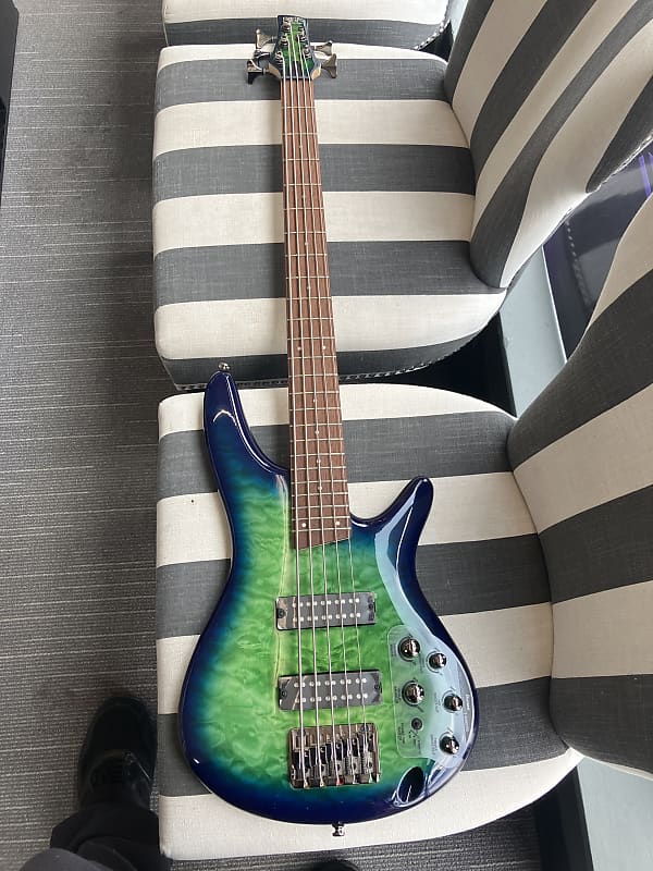 Басс гитара Ibanez SR405EQM-SLG Soundgear Standard 5-String Bass 2016 - 2020 - Surreal Blue Burst ovation 2751ax 5 standard balladeer® электроакустическая 12 струнная гитара