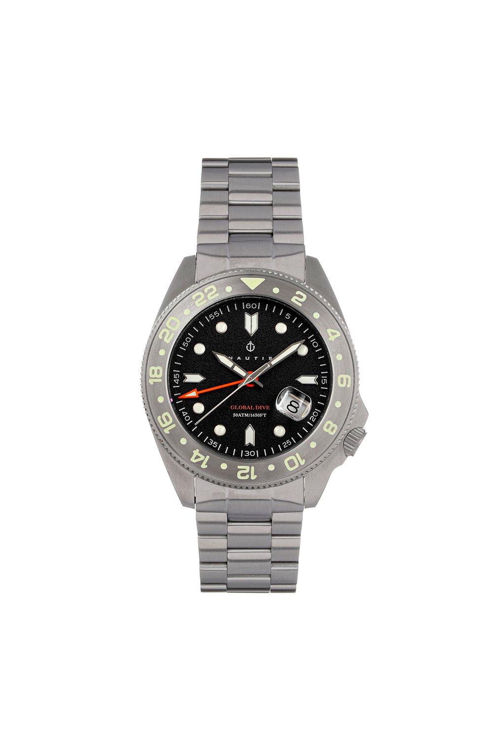 Часы-браслет Global Dive с датой Nautis, черный