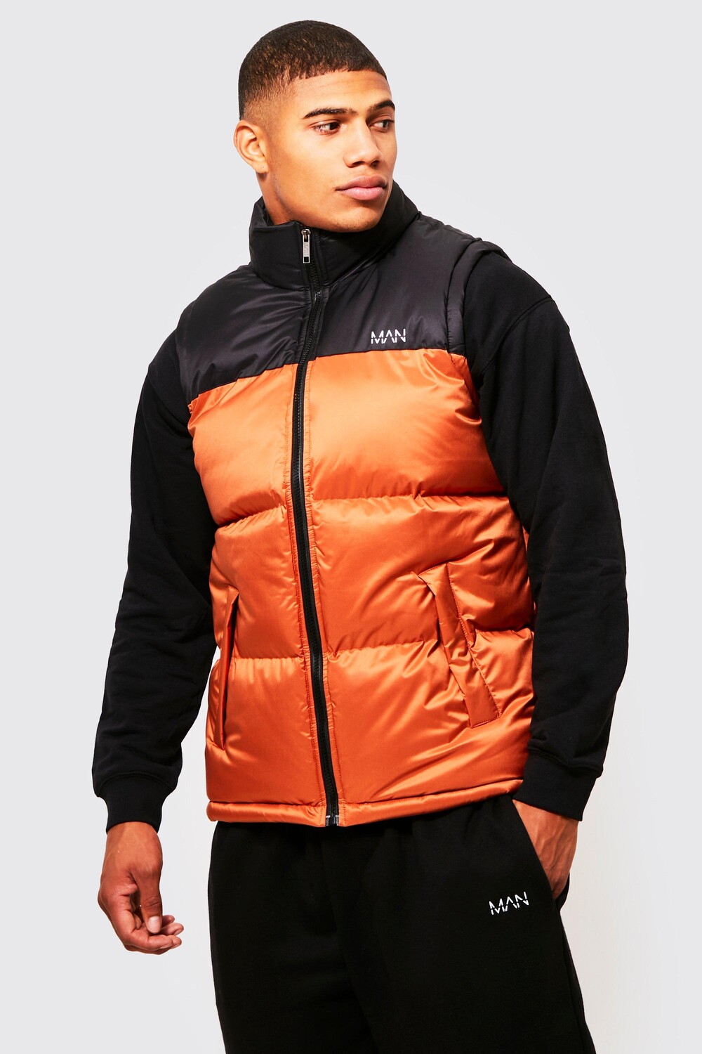 

Мужской жилет color block dash Boohoo, ржавый