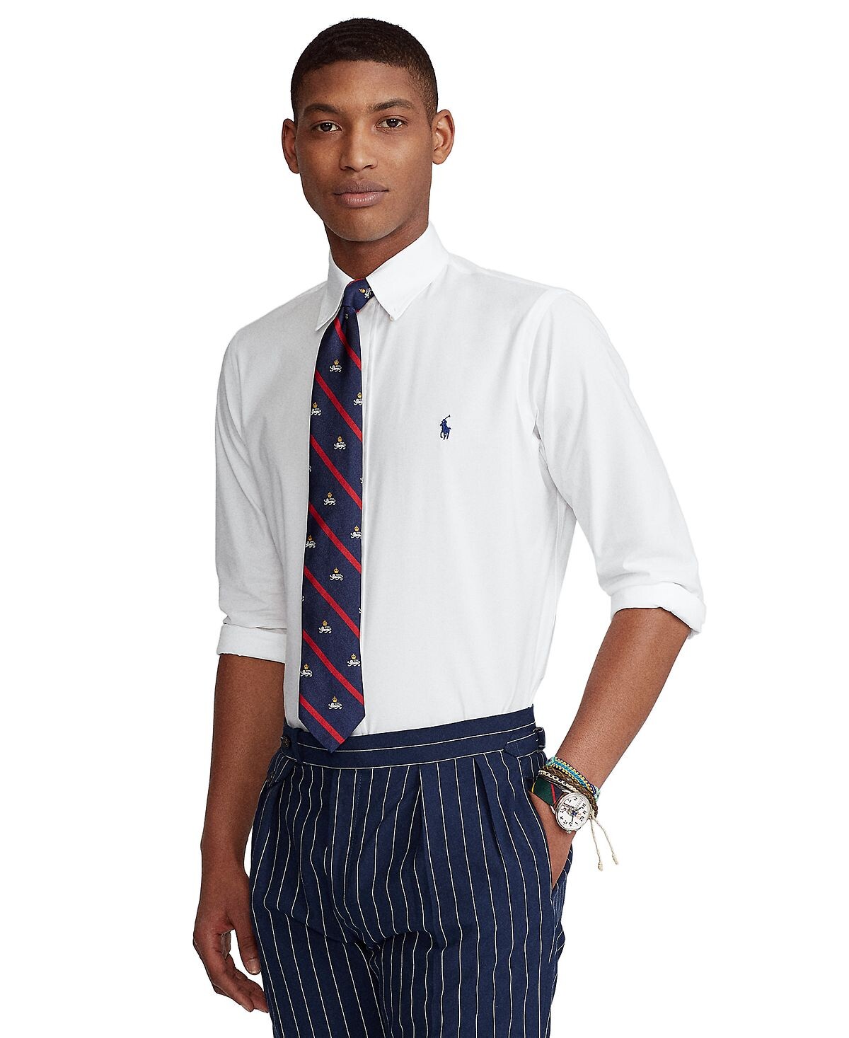 

Мужская рубашка из эластичного поплина приталенного кроя в полоску Polo Ralph Lauren