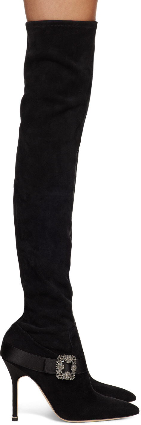 

Черные сапоги Плинианути Manolo Blahnik, Черный