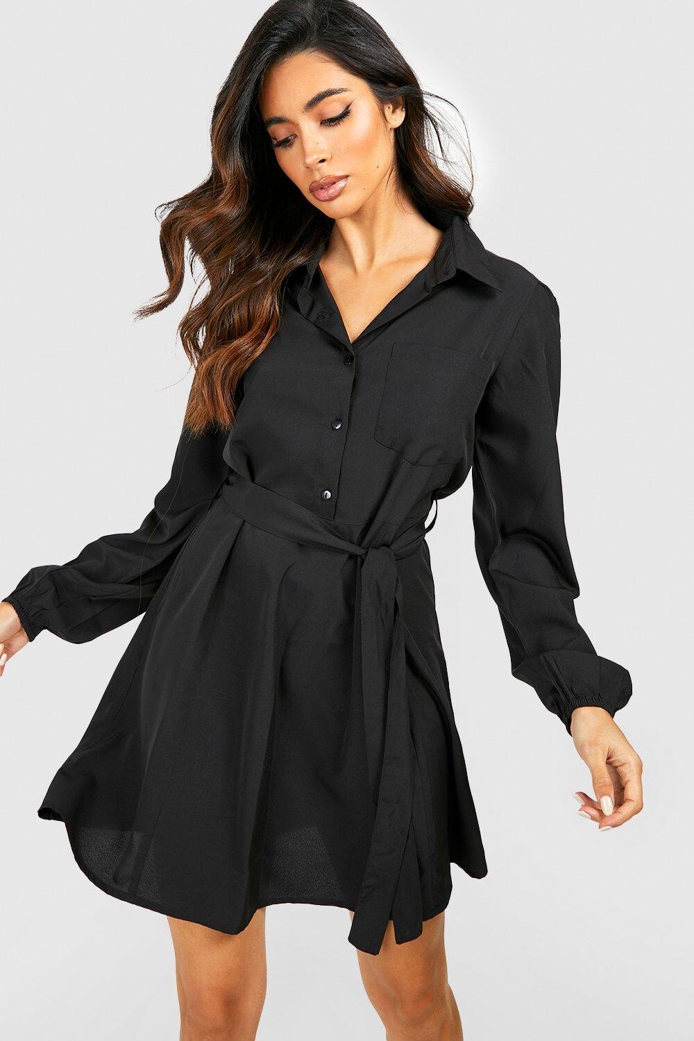

Мини-платье-рубашка boohoo, черный