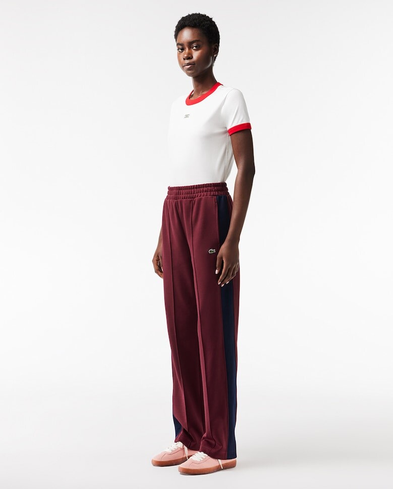 

Женские спортивные брюки из хлопка интерлок в стиле колор-блок Lacoste, бордо