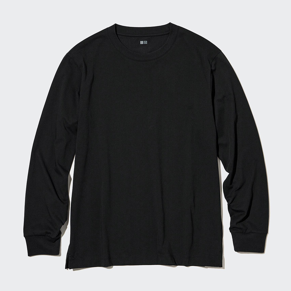 

Футболка Uniqlo AIRism унисекс из смесового хлопка с круглым вырезом, черный