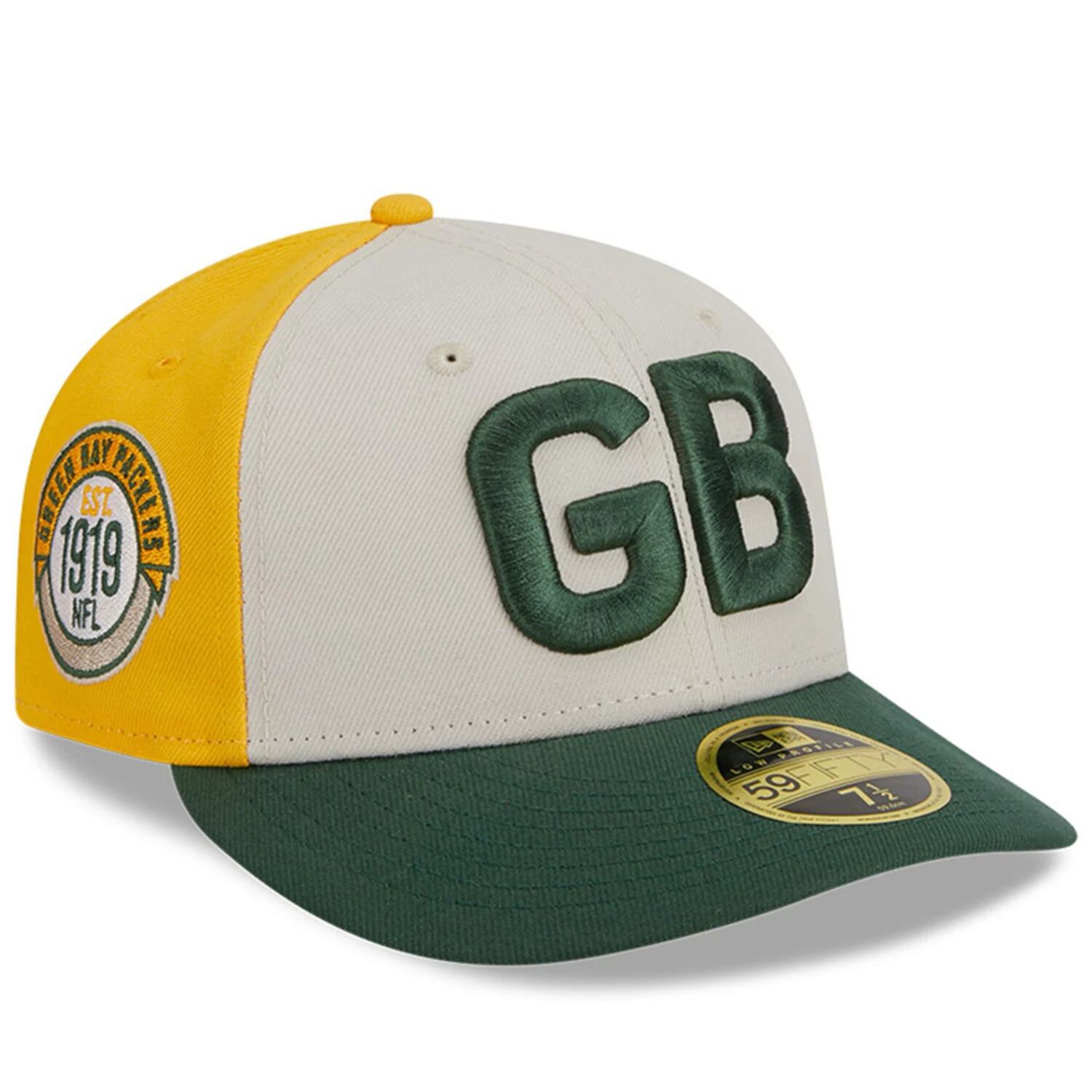 

Мужская кепка New Era кремового/зеленого цвета Green Bay Packers 2023 Sideline Historic Low Profile 59FIFTY