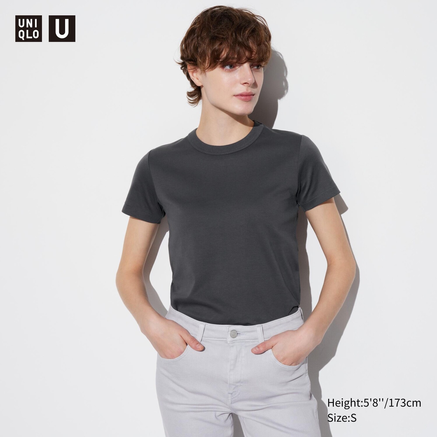 

Футболка женская Uniqlo U с круглым вырезом, темно-серый