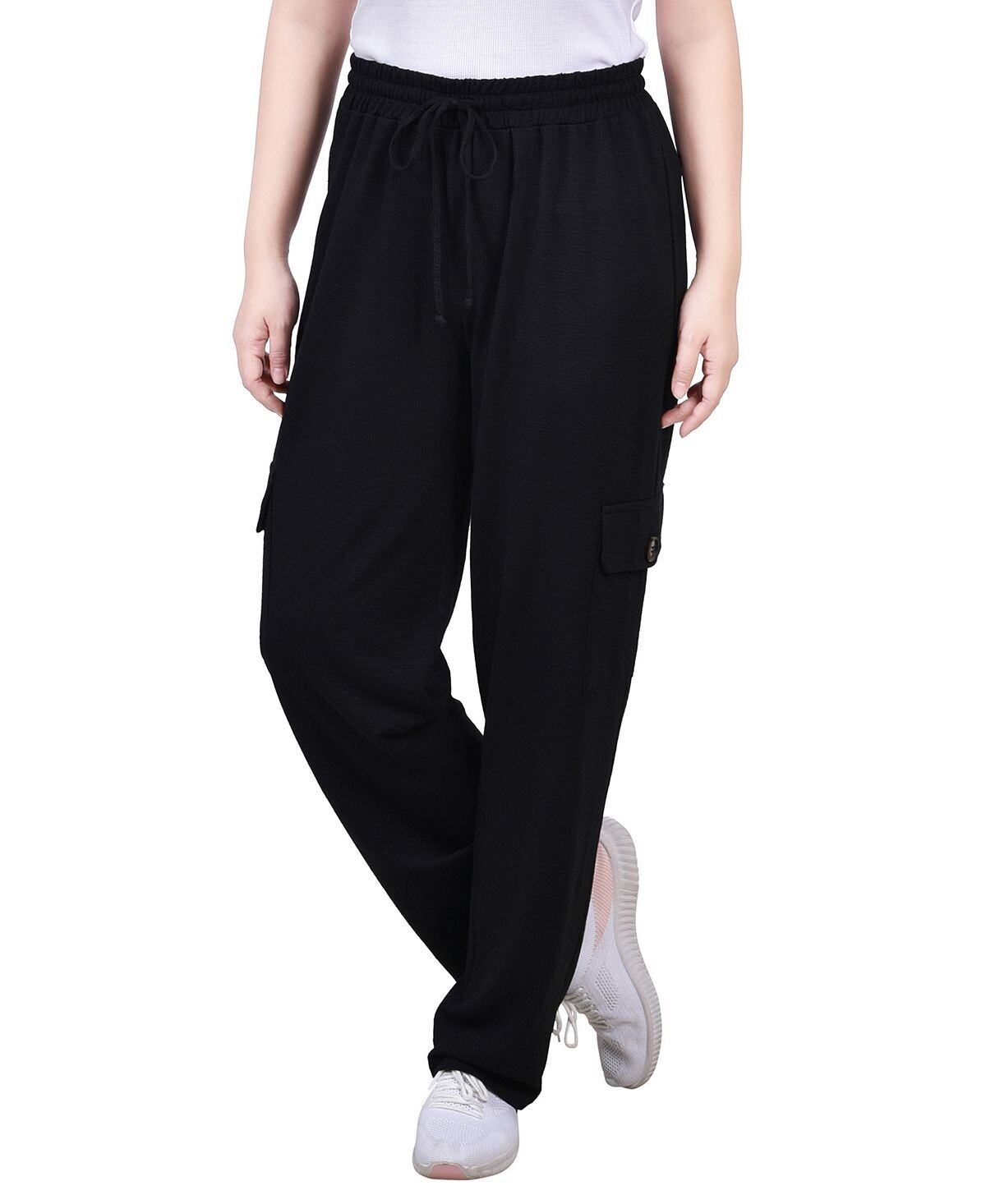 

Брюки-карго из сетчатого материала Petite без застежек NY Collection, черный