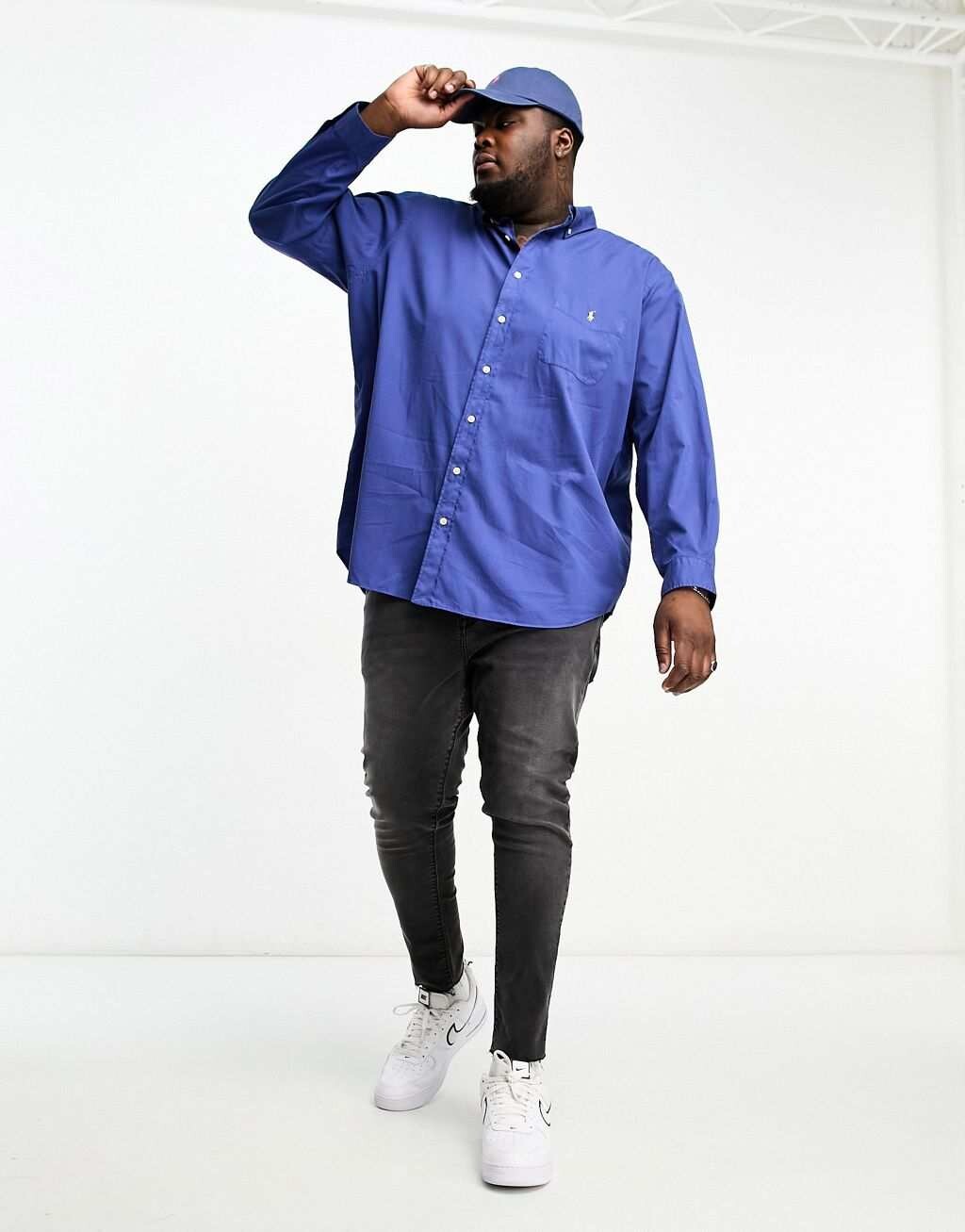 

Темно-синяя твиловая рубашка классического кроя с логотипом Polo Ralph Lauren Big & Tall