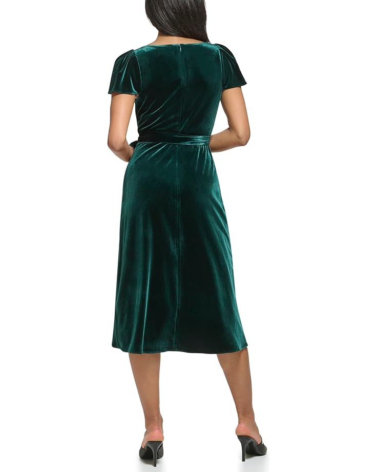 Платье DKNY Flutter Sleeve Wrap Dress, цвет Hunter цена и фото