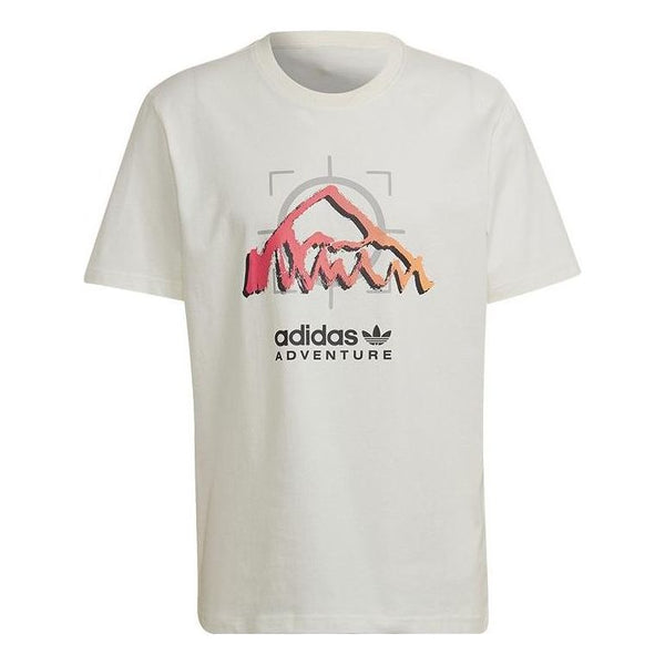 Футболка Men's adidas originals Mountain Peak Alphabet Logo Printing Round Neck Casual Short Sleeve White T-Shirt, мультиколор футболка adidas originals mountain peak alphabet logo printing round neck casual short sleeve white t shirt белый