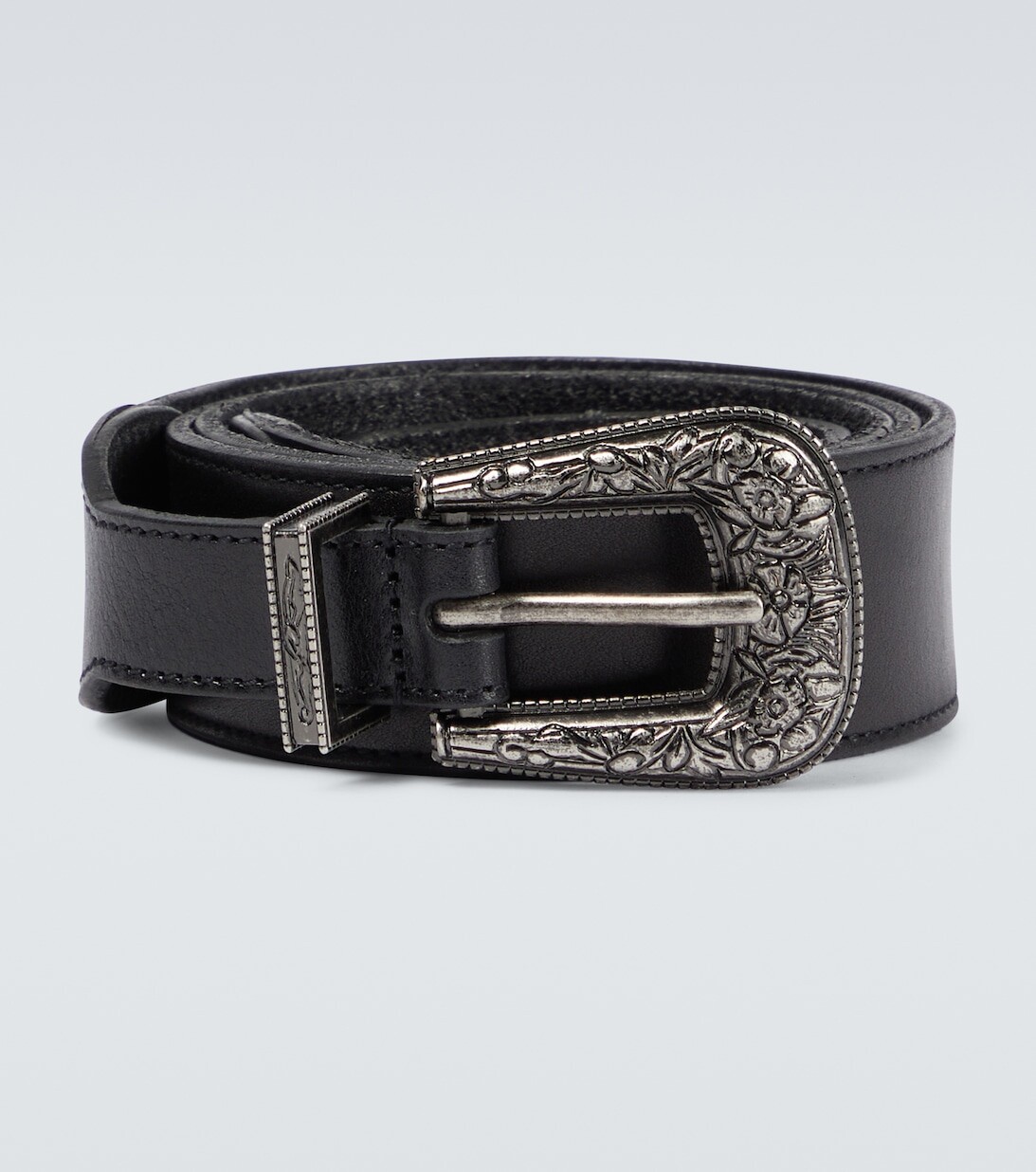 

Ремень из фактурной кожи Saint Laurent, черный