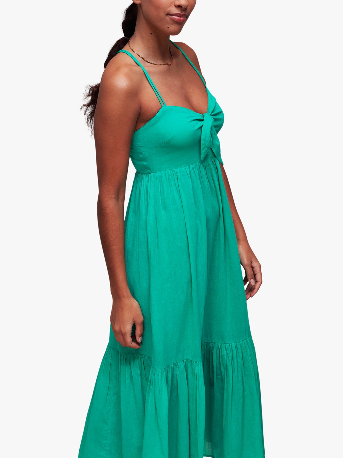 Хлопковое пляжное платье миди Whistles с завязкой спереди, зеленый