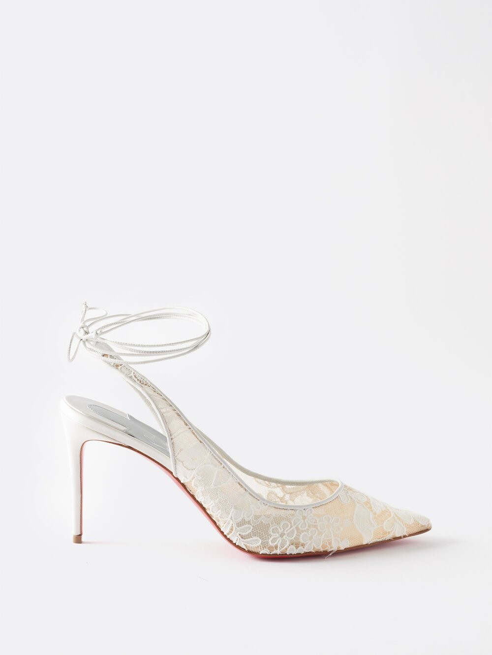 

Туфли kate 85 из кожи и кружева с пяткой на пятке Christian Louboutin, белый