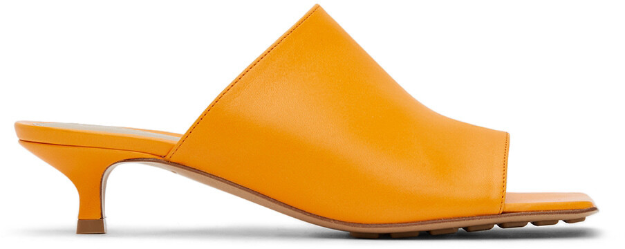 

Оранжевые эластичные босоножки на каблуке Bottega Veneta, цвет Orange