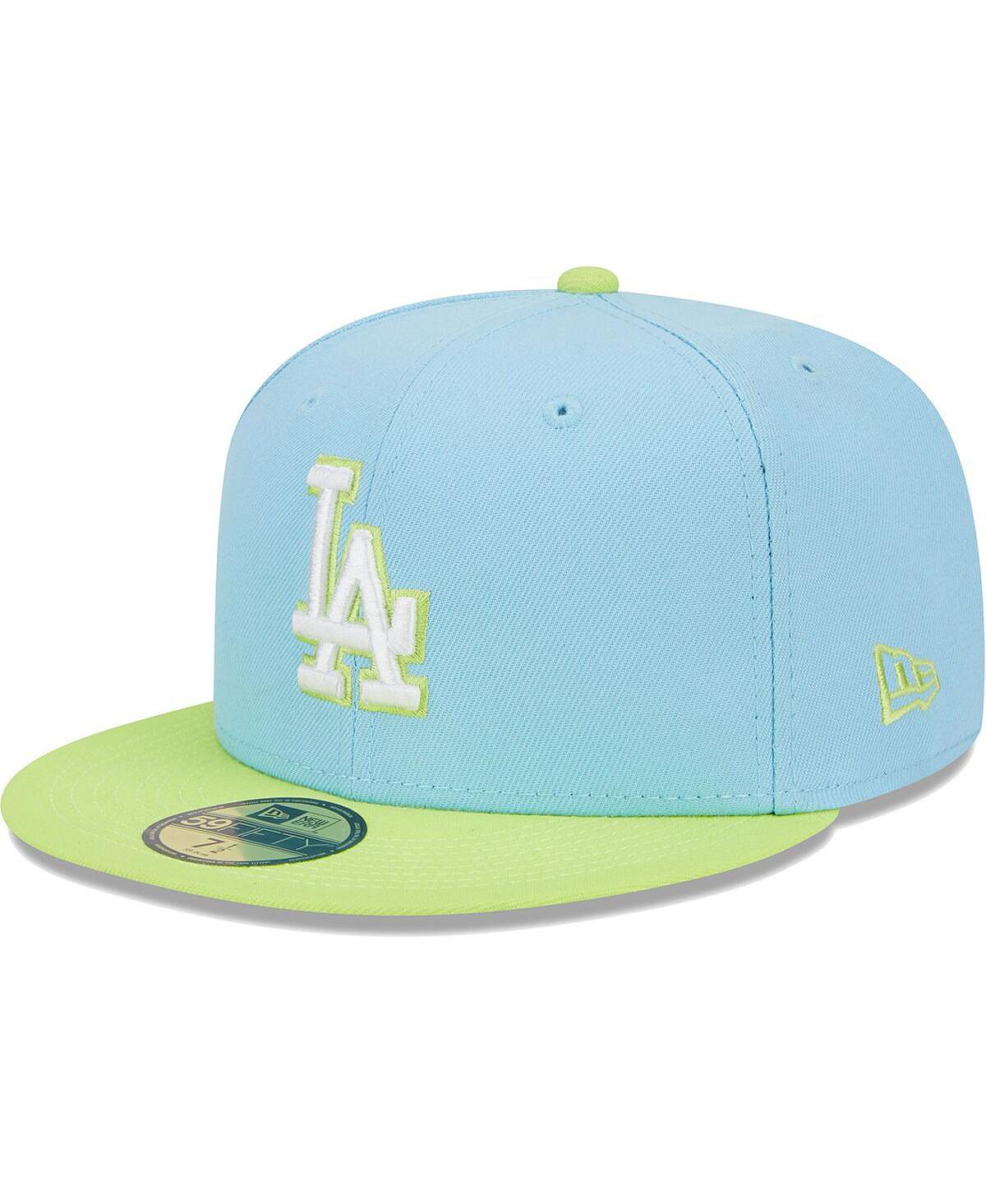 Мужская светло-голубая, неоново-зеленая шляпа Los Angeles Dodgers Spring Color, двухцветная 59FIFTY. New Era