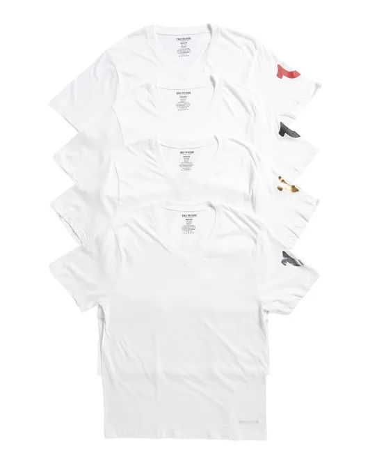 

4 пары футболок с V-образным вырезом True Religion, белый