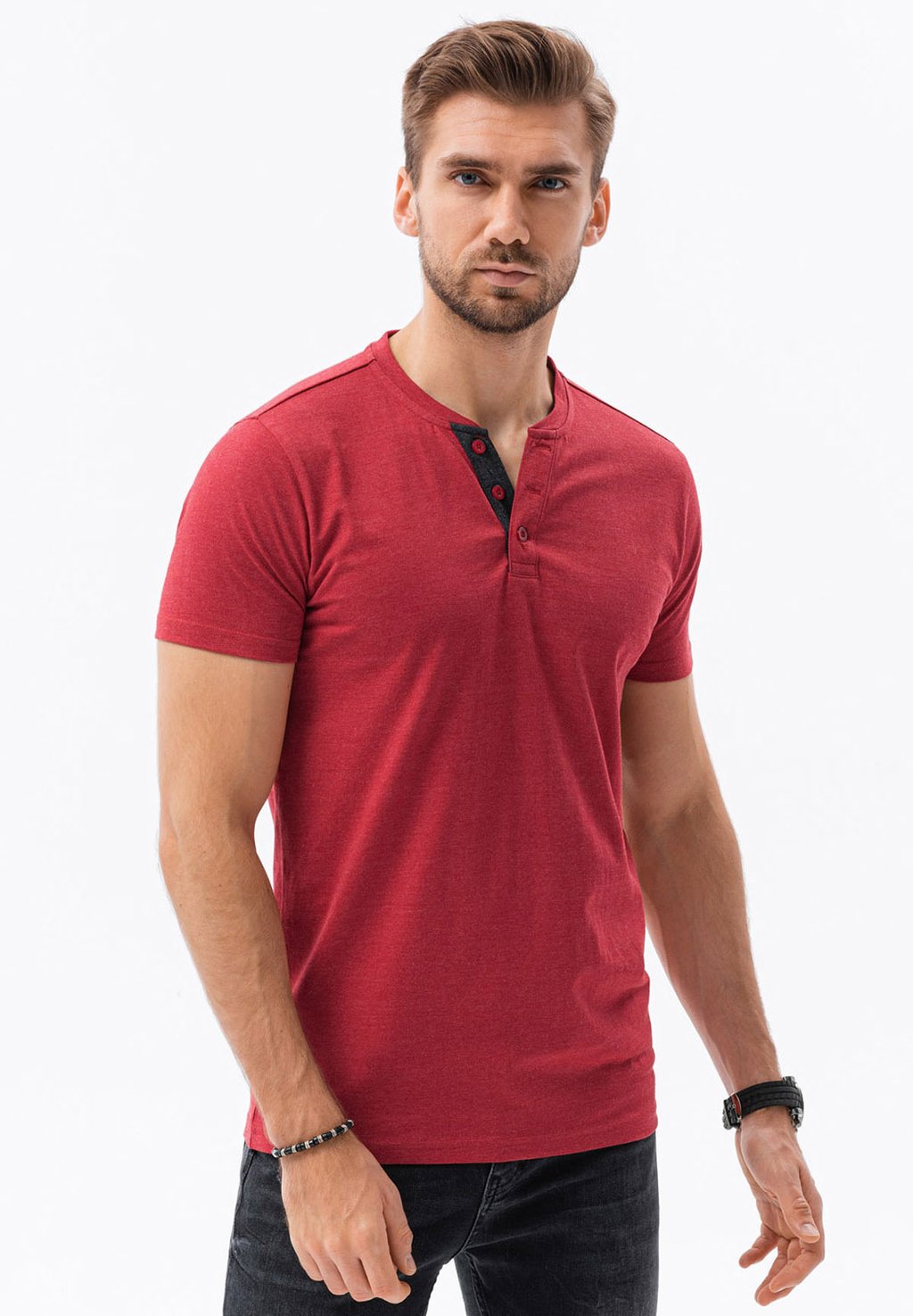 Базовая футболка With Buttons Ombre, красный