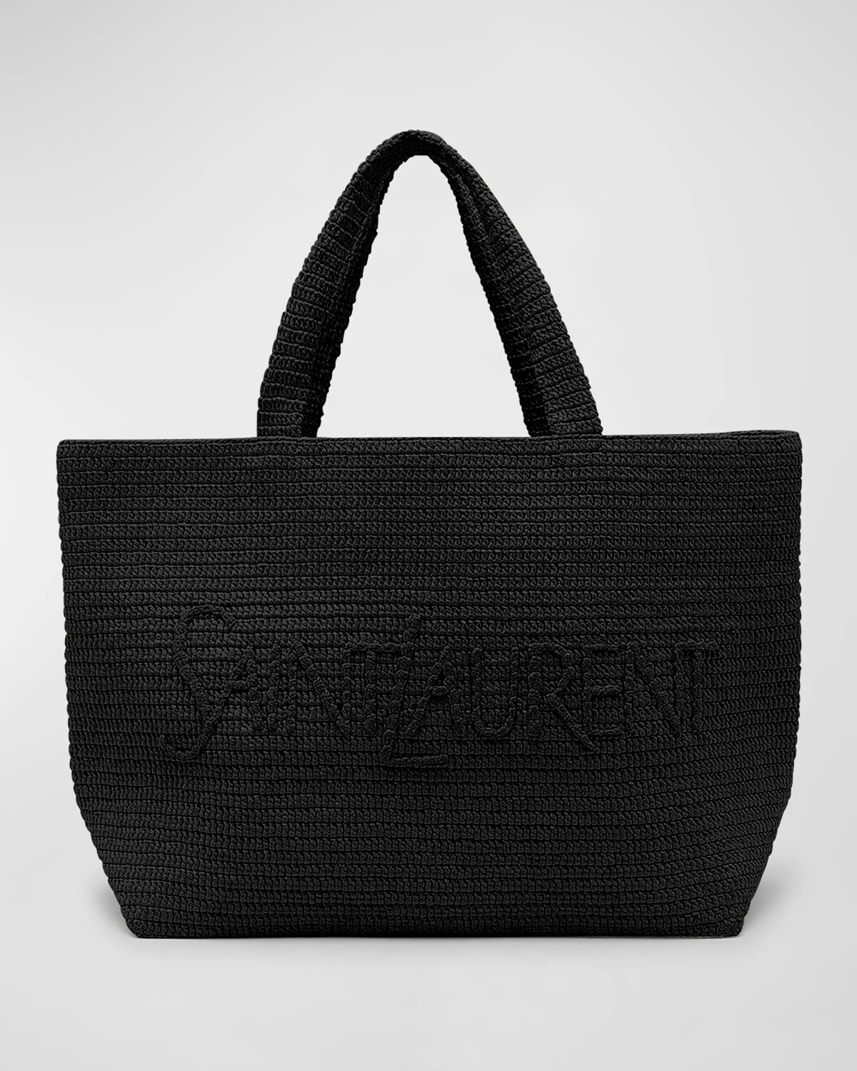 

Большая сумка East-West из рафии с логотипом Saint Laurent, цвет Black