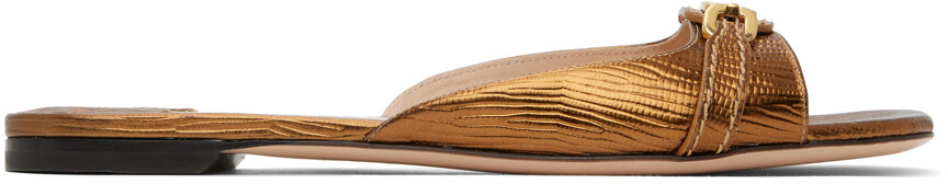

Бронзовые шлепанцы Whitney из кожи ящерицы Tom Ford