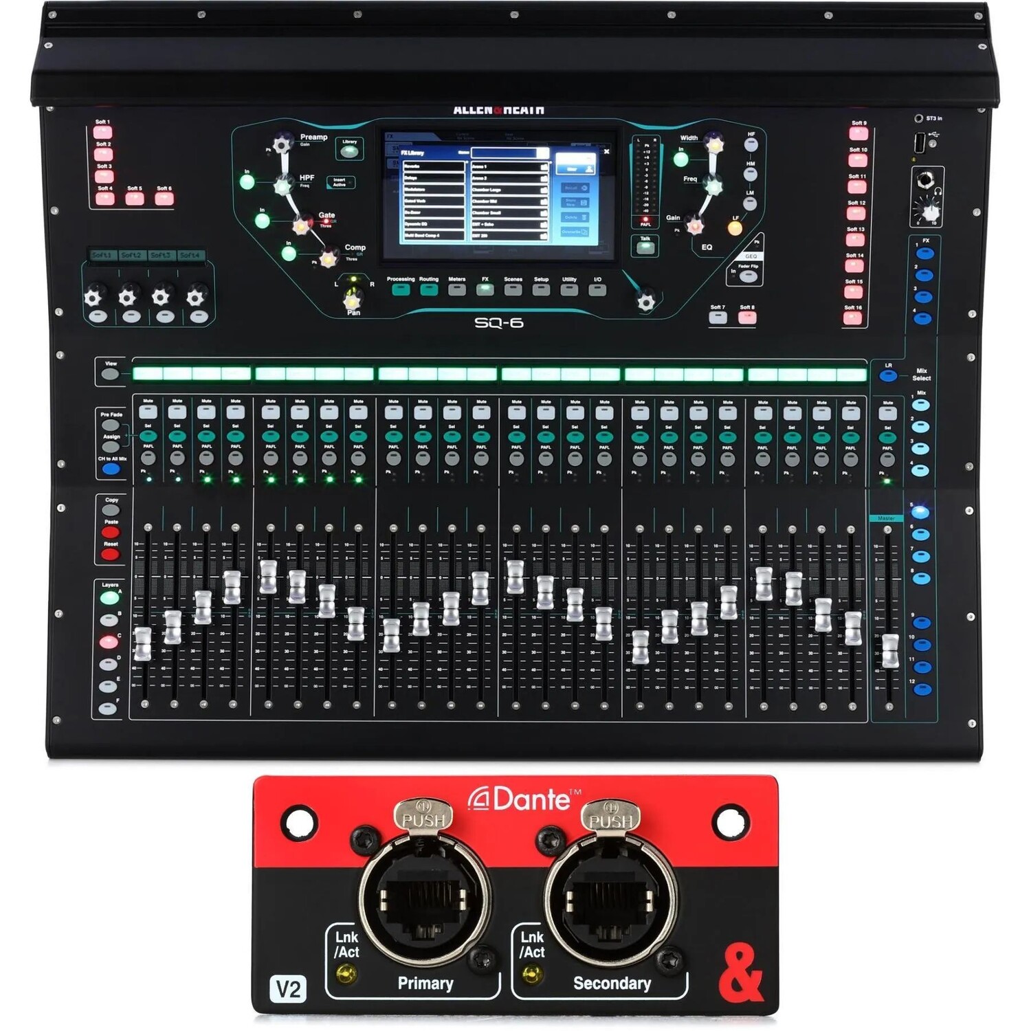 

Новый 48-канальный цифровой микшер Allen & Heath SQ-6 с картой Dante