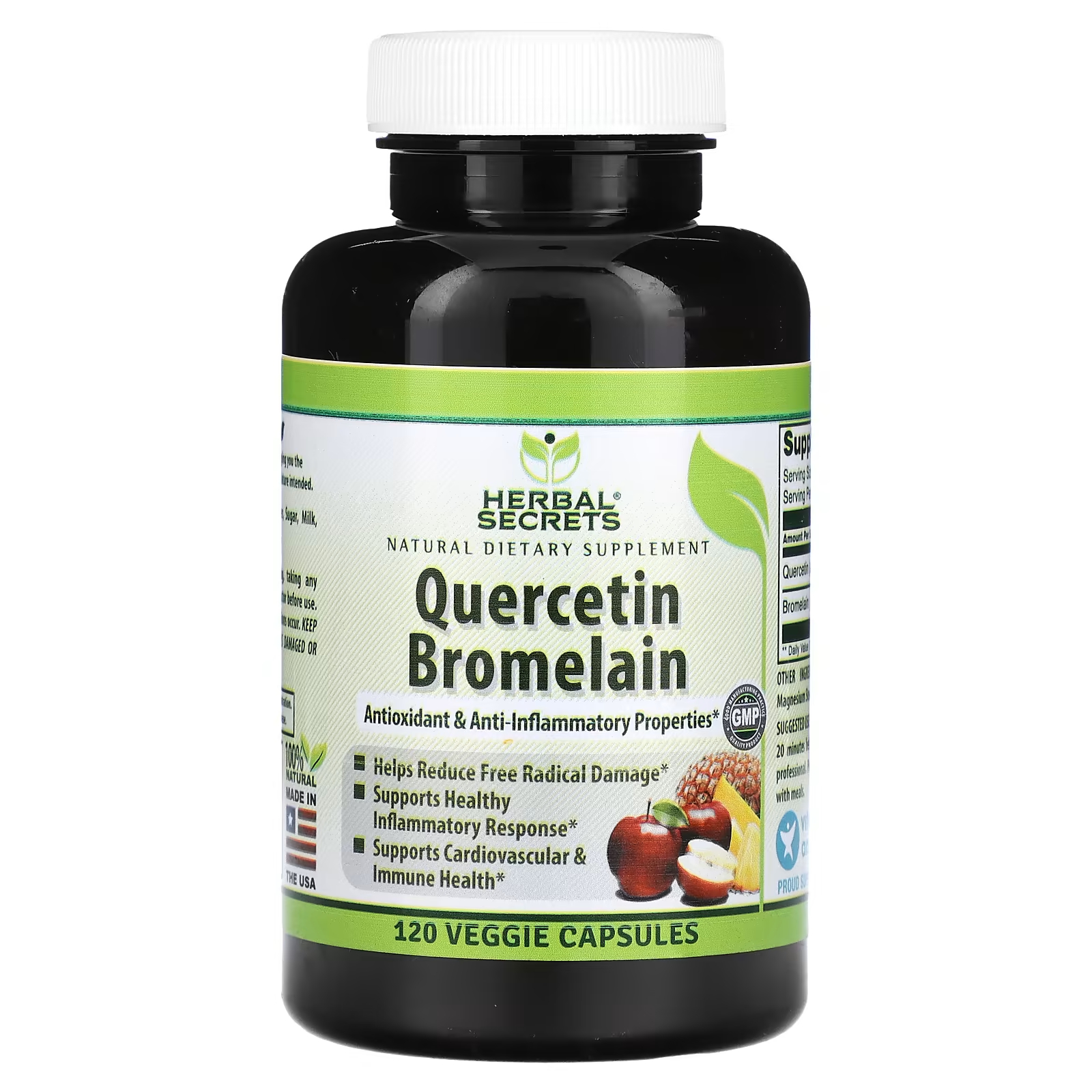 Кверцетин бромелайн Herbal Secrets, 120 растительных капсул кверцетин бромелайн amazing nutrition 120 растительных капсул