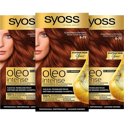 

SYOSS Oleo Intense Permanent Oil Colouring Краска для волос 5-77 Блестящий медно-красный с питательным маслом и без аммиака 115 мл — упаковка из 3 шт.