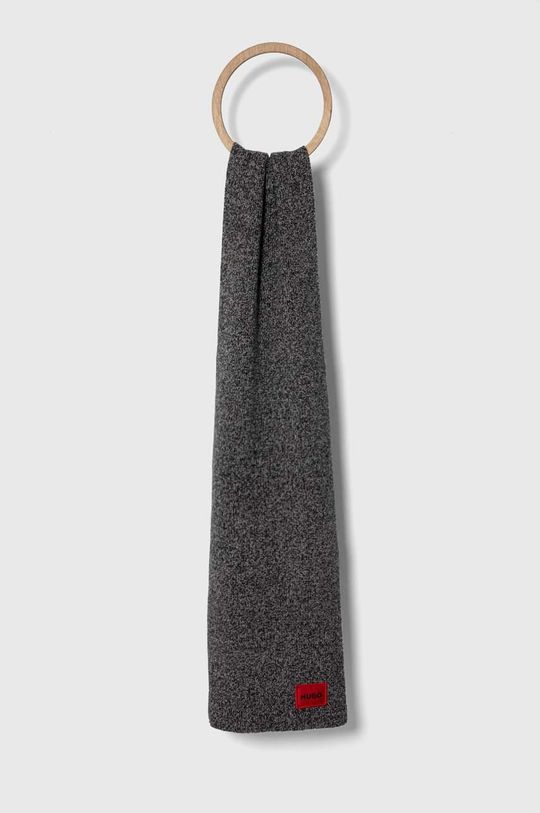 Шерстяной шарф Hugo, серый детский шерстяной шарф superdry серый