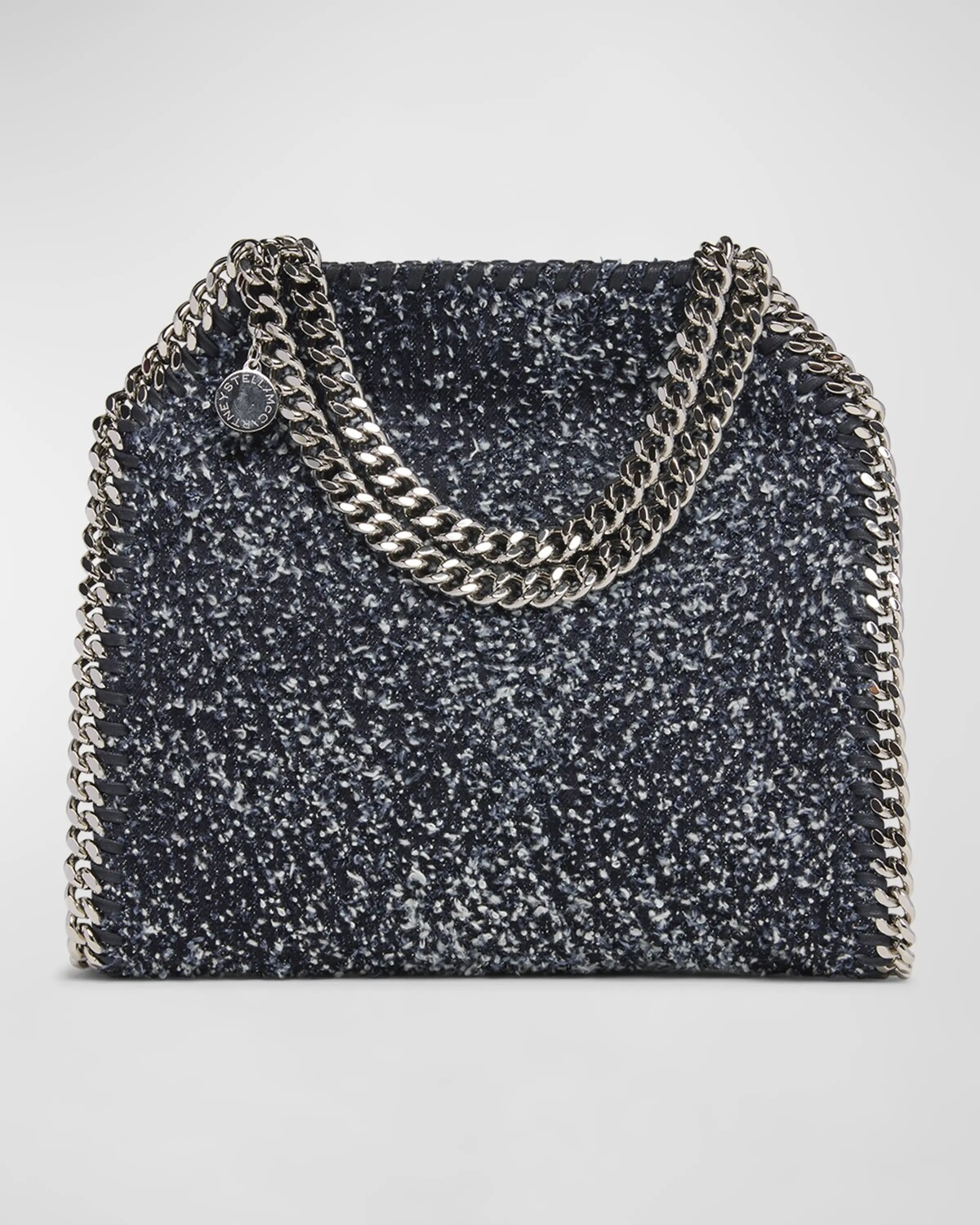 

Джинсовая твидовая мини-сумка-тоут Falabella Stella Mccartney, цвет Ink