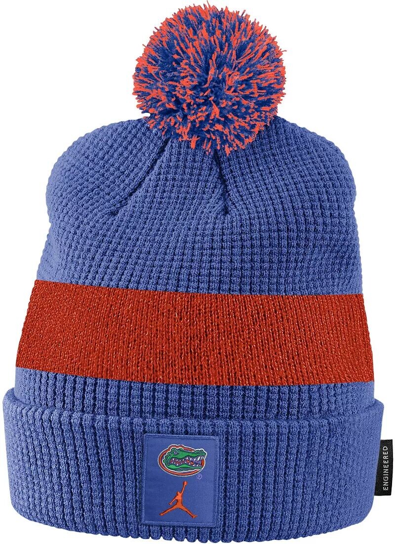 

Синяя футбольная шапка с помпонами на манжетах Jordan Florida Gators